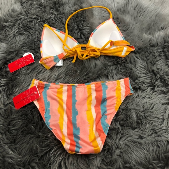 Gossip | Women's Hipster Bikini Set | Grapefruit | Stripes | Small - Picture 2 of 4